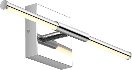 JONATHAN Y 16.25" Chrome Modern Dimmable Integrated LED Wall Sconce, Minimalist Adjustable Metal Vanity Light for Bathroom Mirror, Bedroom, Hallway, 3000K, ETL Listed JYL7039A