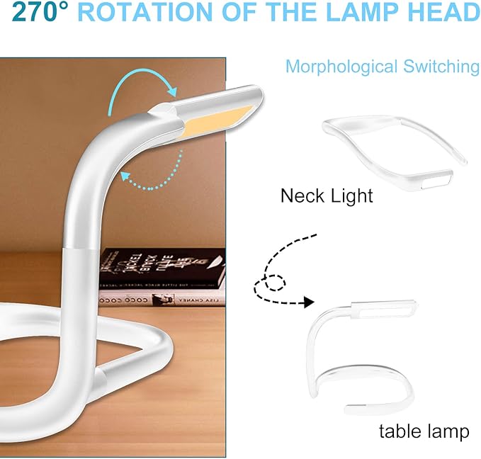 LED Neck Reading Light, Book Light for Reading in Bed, Adjustable Brightness Desk Lamp,3 Color, with Bendable Arms, Suitable for Repairing, Night Running, Walking, Knitting, Camping (2 PCS)