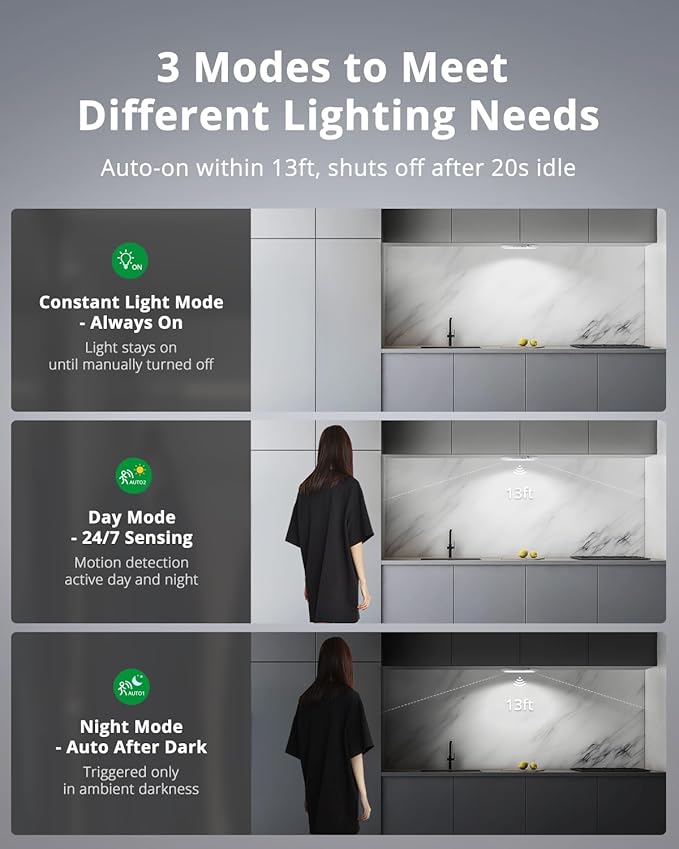 Bojim Rechargeable Ceiling Lights with Remote Wireless Battery Operated Motion Sensor Waterproof Shower Lighting, 3CCT & Dimmable Stick On Closet Overhead for Pantry Porch Renter Friendly 2 Pack