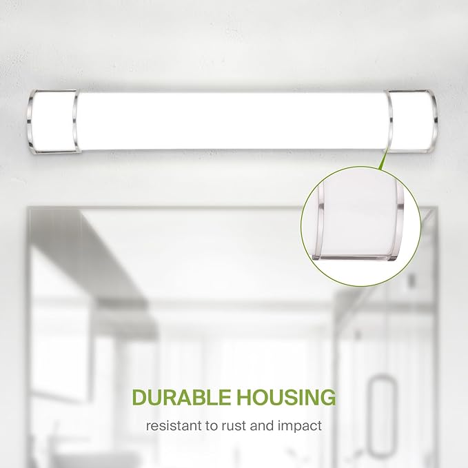 ASD LED 36" Vanity Flush Mount Light Fixture, Linear Bathroom Lighting Bar | 3CCT, Dimmable, Energy Star, ETL Listed | 30W 2650LM 3000-5000K 120V | Long Bath Wall Sconce Over Mirror | Nickel, 2 Pack