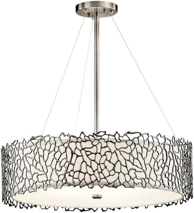 Kichler 43347CLP Silver Coral Chandelier/Pendant 4-Light, Classic Pewter