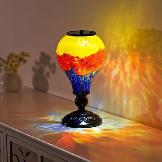 Outdoor Solar Lantern Waterproof Glass Table Lamp 9.8" H Hot Air Balloon Solar Lanterns Led Garden Lights for Patio Desk Garden Yard Tabletop Decor Ideal Gifts(Yellow-Red-Blue)