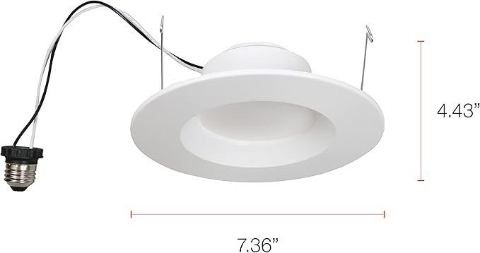 LEDVANCE Sylvania 5"/6 Recessed LED Downlight Kit, 65W Equivalent Efficient 10W, 700 Lumens, 3000K, Medium Base and White Trim - 1 Pack (74291)