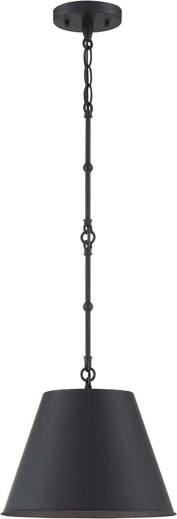 Savoy House 7-131-1-89 Alden Traditional Metal Opaque Pendant, 1-Light 60 Watt, 18" H x 34" W, Matte Black