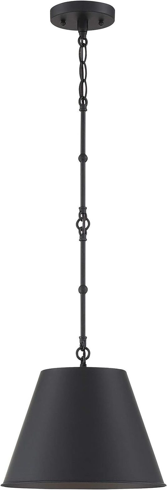 Savoy House 7-131-1-89 Alden Traditional Metal Opaque Pendant, 1-Light 60 Watt, 18" H x 34" W, Matte Black