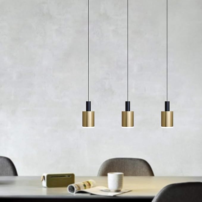 Virgo 3 Mini Pendant Lighting Black-Brass - LED Hanging Light Fixture for Kitchen Island, Bar, Foyer - Cluster Pendants - Dimmable, Adjustable Wire, Lamp Bulb Included