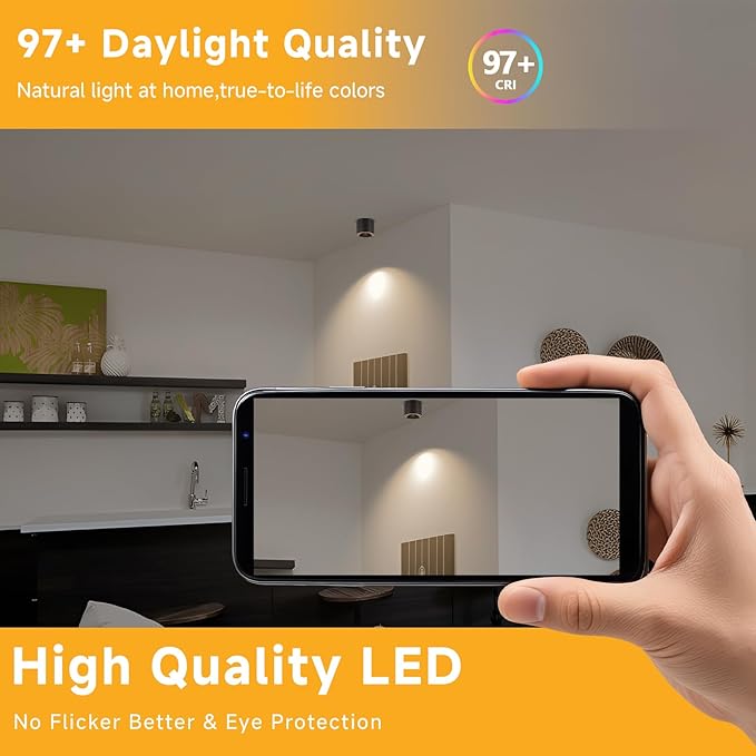 Dimmable LED Ceiling Spot Lights – Flush Mount Ceiling Cylinder Light Indoor Fixture for Kitchen, Hallway & Entryway 4.72” CRI97 15W 3000K Black (1Pack)