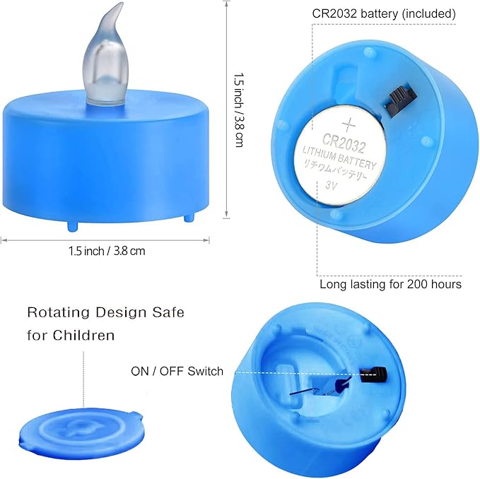 Battery Operated Tea Lights Candles, Flameless Electric Fake Candle, 100 Pack Flickering Votive Led Tealights, Long Lasting 200+Hours, for Wedding Party Home Decoration (Blue)