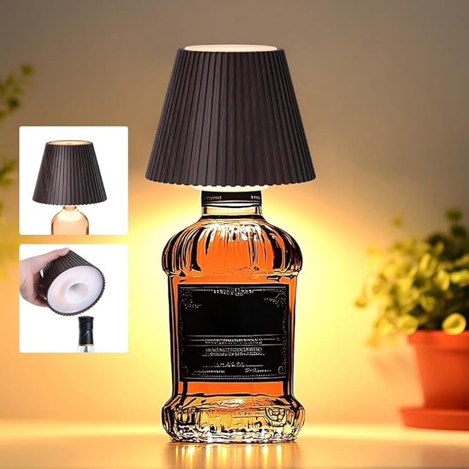 WILIT Wireless Bottle Lamp, 3-Level Brightness Cordless Table Lamp Shades, Touch Night Light for Nightstand, Battery Operated Light for Bedroom, Bar Decor&Living Room, Women Gifts, Mothers Day Gifts