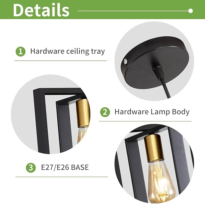 2 Pack Black Industrial Farmhouse Pendant Light, Vintage Metal Rustic Hanging Lights, Adjustable Height Kitchen Island Pendant Lights Fixture, Mini Ceiling Lamp for Entryway, Dining Room, Foyer
