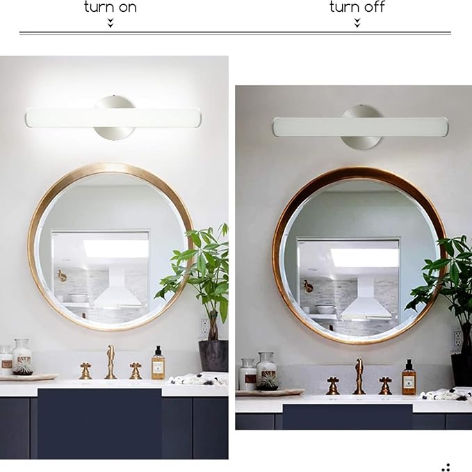 OOWOLF LED Vanity Light, 12W 17.3in Bathroom Vanity Lamp 1200LM Bathroom Lighting Fixture Wall Lamp Make-up Mirror Front Light, 4000K Natural White