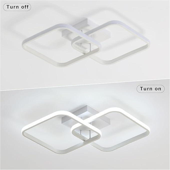 Modern LED Ceiling Light Fixture, 6500K Cool White 50W Square Flush Mount Ceiling Lights for Bedroom, Living Room, Kitchen, Study