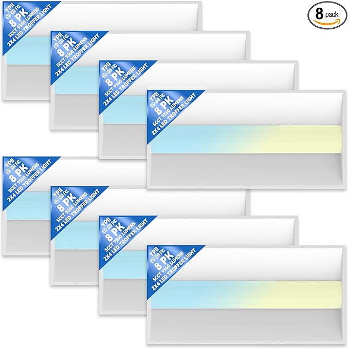 8Pack 2x4 FT LED Center Basket Troffer Light, 5CCT Color Tunable 3000/3500/4000/5000/6500K, Watt Adjustable 72W/60/50/40/30W, 0-10V Dimmable Drop Ceiling Lights, 120-277V-ETL&DLC Qualified