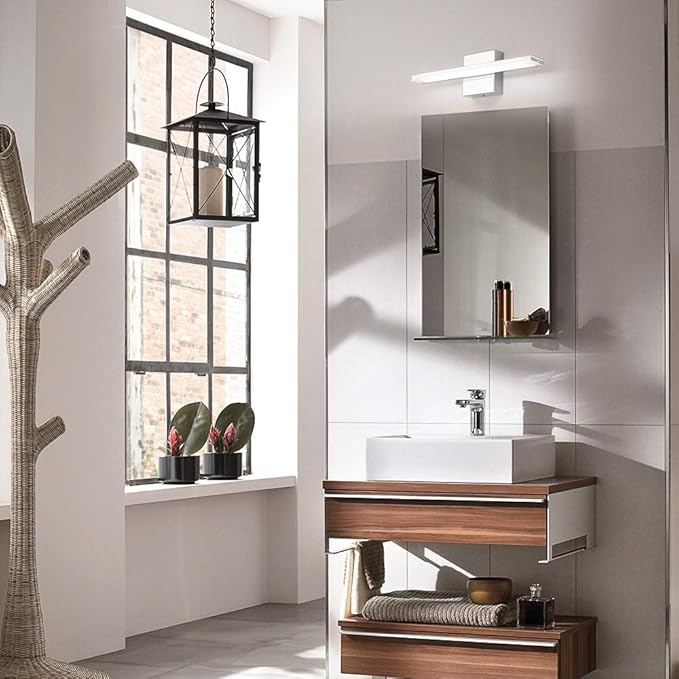 Modern Bathroom Light Fixtures 16 Inch led Vanity Lighting Bar 9W Linear Vanity Lamps for Bathroom Chrome Mirror Light Fixture Bath Wall Sconces Light 6000K