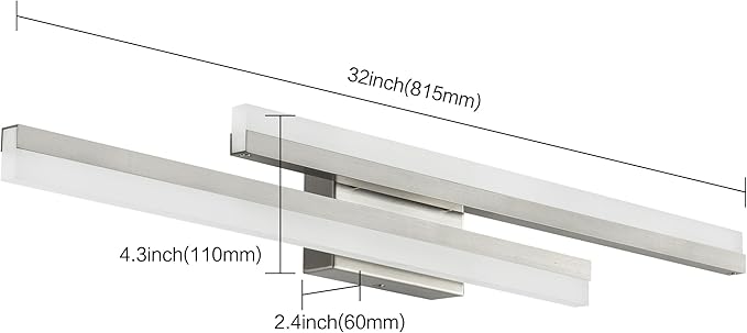 PRESDE 32 Inch LED Vanity Light Bar, Brushed Nickel Bathroom Light Fixtures Modern Bath Lighting Over Mirror 5CCT