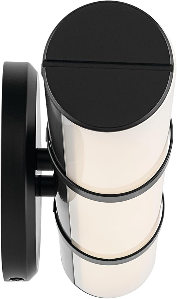 Kichler Rosh 18" LED Small Bath Bar with White Glass in Black, Modern Minimalist Vanity Light Fixture for Bathroom Mirror, Dimmable 5 CCT Selectable (18" W x 5" H), 55187BKLED