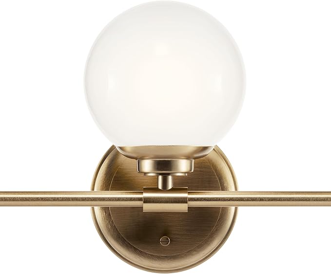 Kichler Benno 3-Light Bathroom Vanity Light Fixture, Modern Wall Mount with Opal Glass in Champagne Bronze, for Bathroom or Powder Room (8.75" x 24.5"), 55172CPZ