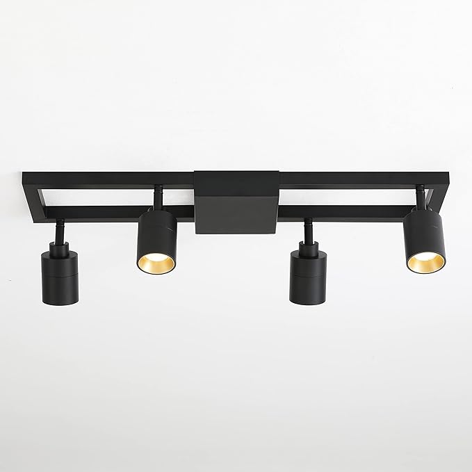 Shura - Square 4-Light Black Integrated LED Ceiling Light w/Rotatable Heads, Adjustable Flush Mount Ceiling Light, 3000K, 1820 Lumens