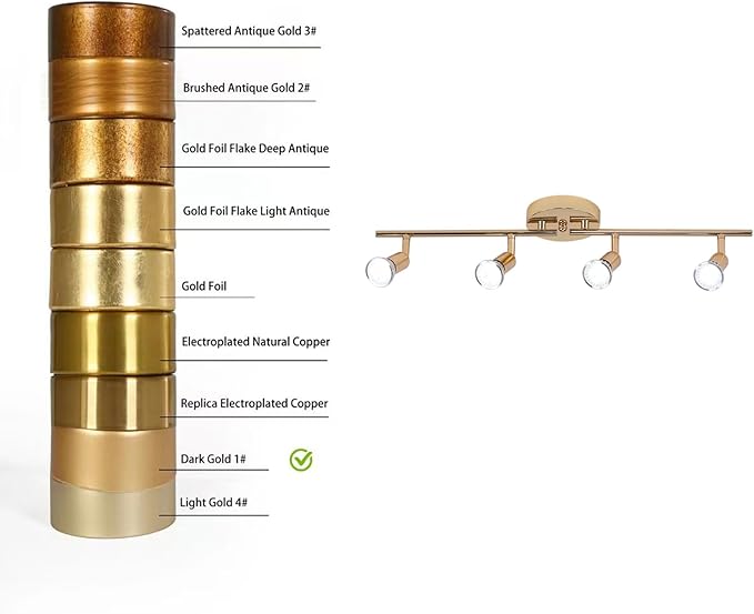 Qcyuui Modern 4-Light Track Lighting Kit, Flush Mount Gold Finish Ceiling Spot Lights Fixture, LED Track Light with Gold Flexibly Rotatable Light Head for Kitchen, Living Room, 4GU10 Bulb (Included)