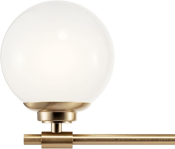 Kichler Benno 3-Light Bathroom Vanity Light Fixture, Modern Wall Mount with Opal Glass in Champagne Bronze, for Bathroom or Powder Room (8.75" x 24.5"), 55172CPZ