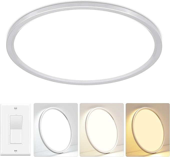 20'' Led Flush Mount Ceiling Light Fixture, 42W 4200LM, Dimmable & 3000K/4000K/6500K Selectable, Modern Ceiling Lamp for Dining Room, Kitchen, Bedroom, Office, Hotel, Wired