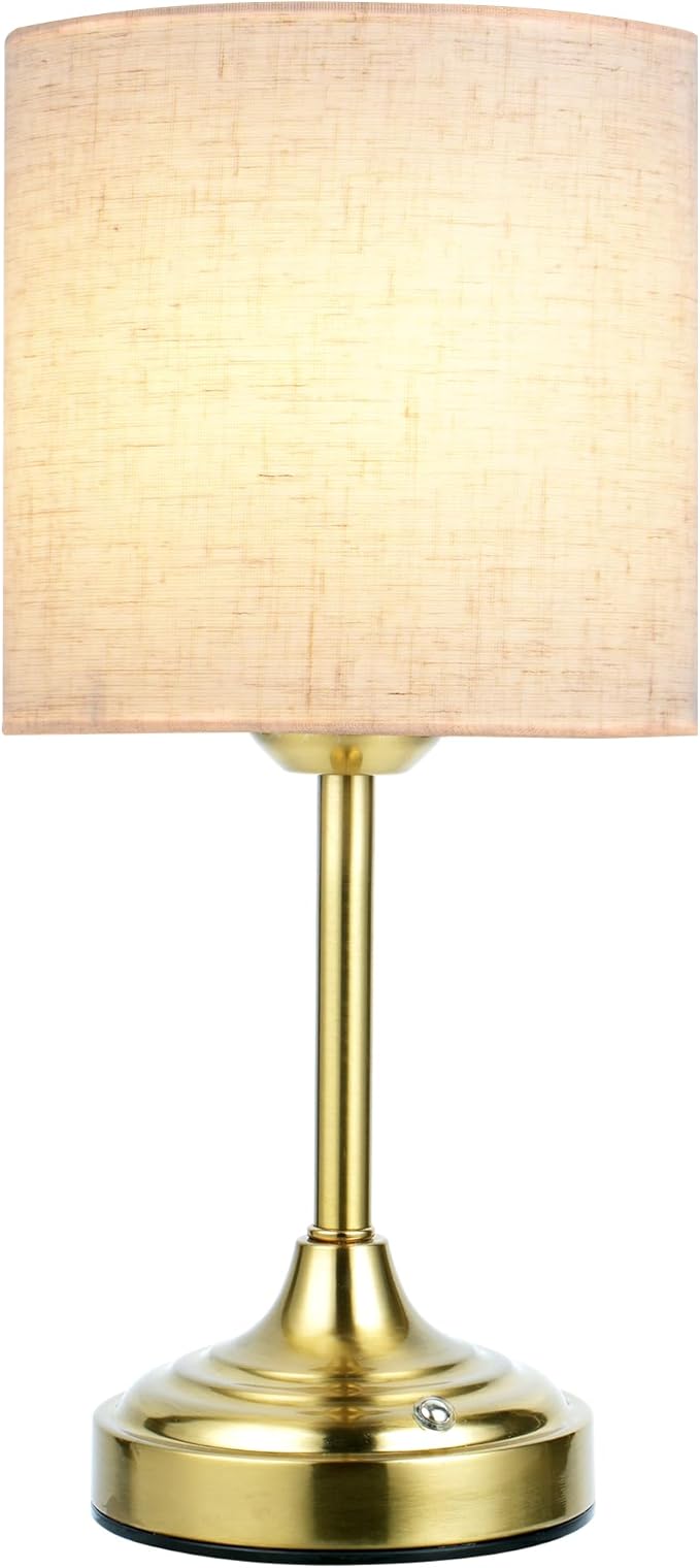 Battery Operated Lamp, 8000mAh, Dimmable, Ambient Light, 2700K, Touch Control, Portable, Small, LED, Wireless, Rechargeable, Cordless, Desk Lamp, Kitchen Lamp, Fabric Shade, for Dining Room, Bedroom