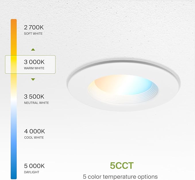 ASD Retrofit LED Recessed Lighting 6 Inch - 12W 2700K-5000K 1078LM Can Lights for Ceiling 6 Inch, Dimmable Recessed Lights, Baffle Trim Wet Rated Wafer Lights, ETL, Energy Star