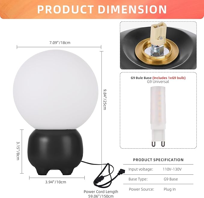 Arturesthome Cute Small Single Table Lamp for Bedroom Modern Nightstand Lamp Farmhouse Bedside Lamp for Living Room Black Table Lamp