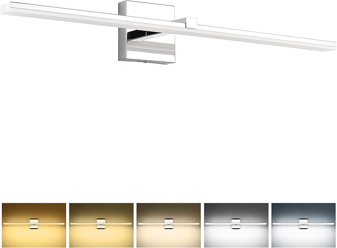 ZUZITO 30in Modern Bathroom Light Fixtures Dimmable 5CCT LED Bathroom Lighting Fixture Over Mirror Chrome Vanity Light Bar for Bath