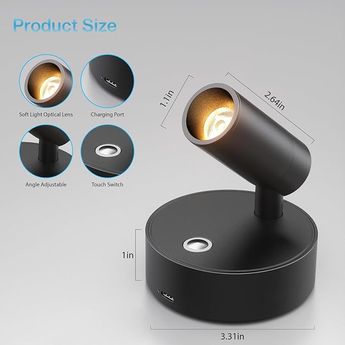 Olafus LED Wireless Spotlight Indoor, Rechargeable Battery Uplighting Indoor with Remote & Timer, 3CCT Picture Lights for Wall, Mini Art Accent Light for Plants, Artwork, Painting, 2 Pack