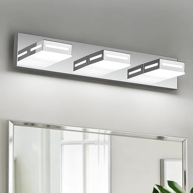 LED Modern Bathroom Light Fixtures, 3-Light 24-Inch Dimmable 5CCT Adjustable Chrome Vanity Lights for Bathroom Lighting Fixtures Over Mirror, 350° Rotatable Wall Lamp