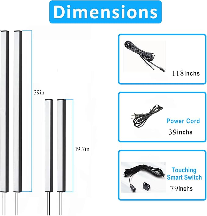 Besseto LED Wall Panel Lights Black,Wood Slat Wall Panel Strip Light,3000K Touchable Switch Dimmable LED Recessed Lighting for Living Room Bedroom Bathroom Stairs (Black-4PCS)
