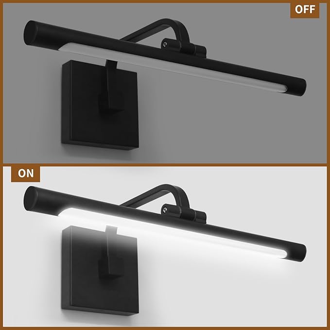 330° Rotatable LED Bathroom Vanity Light, 23.6 Inch Mirror Lighting Fixture Over Mirror，15W, 6000K, IP44 Waterproof, Black Bar Light Fixture for Bathroom.LED Bathroom Lighting