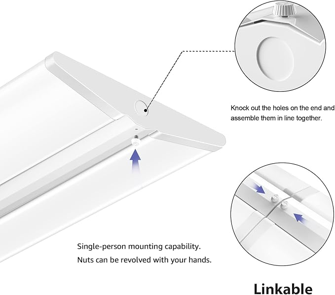 AntLux 72W 4FT LED Wraparound Office Light, Ultra Slim LED Garage Shop Lights Flush Mount, 8000 Lumens, 4000K, No Glare, 4 Foot Wrap Puff Ceiling Lighting Fixture, Fluorescent Tube Replacement, 4 Pack