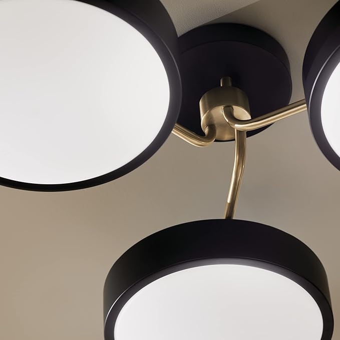 KICHLER Sago 52604BKCPZ Semi Flush LED 3-Light 40˝ with Clear Acrylic with Inside Satin Etch in Black and Champagne Bronze