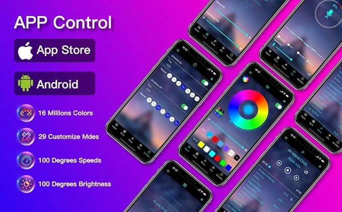 100ft Led Lights for Bedroom, APP Control Music Sync Color Changing,Ultra Long RGB 5050 Led Strip Lights with 44Keys IR Remote for Christmas Room Home Decoration.