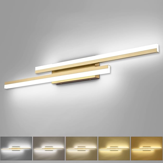 PRESDE 40 Inch LED Vanity Light Brushed Gold Bathroom Light Fixtures Over Mirror Modern Bath Lighting Bar 5CCT
