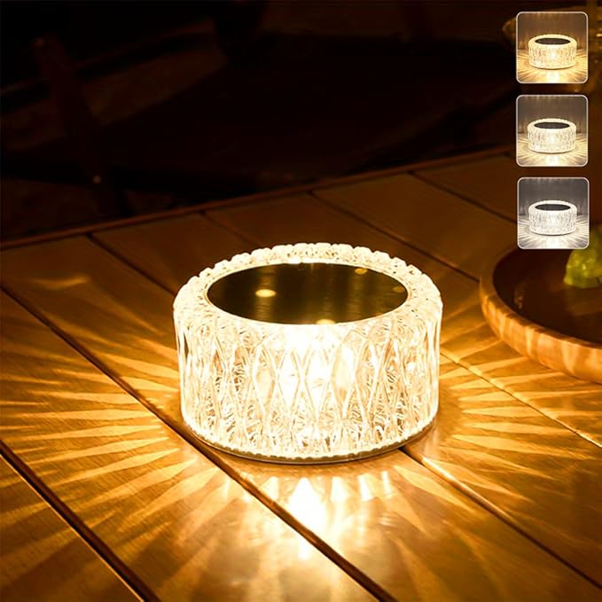Portable Crystal LED Table Lamp, 3-Levels Brightness Desk Lamp,3 Color Touch Control Rechargeable Lamp for Bedroom Living Room Decor (3 Color)