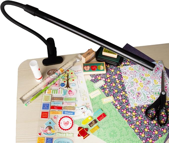 OttLite Clip-On LED Easel Lamp with ClearSun LED Technology - Sturdy Clip Light with On/Off Switch Cord - Adjustable & Flexible Neck for Precise Lighting, Piano, Computer Desks, Shelves & Tables