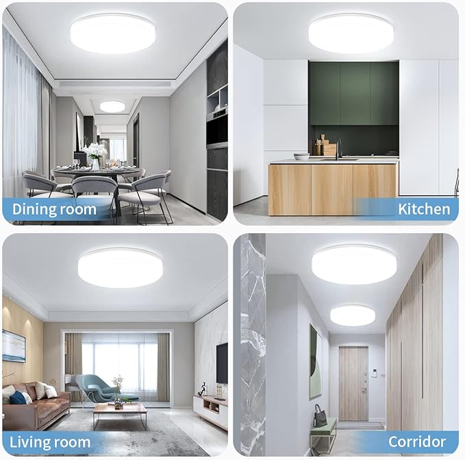 Airand LED Ceiling Light Fixture, 2PACK 5000K Daylight LED Flush Mount Ceiling Light 18W 1650LM Waterproof Bathroom Ceiling Lights Modern LED Ceiling Lamp for Kitchen Bedroom Living Room Hallway