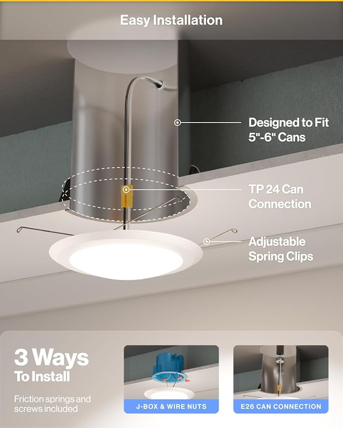 Sunco 36 Pack LED Disc Lights Ceiling 6 Inch, Flush Mount Disk Light, Recessed Can Lighting, 1050 LM, 15W (75W Equivalent), Selectable CCT 3000K/4000K/5000K/6000K/6500K, Dimmable, Damp Rated ETL