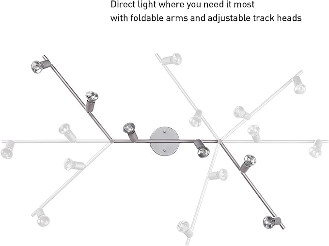 Globe Electric 59351 Payton 6-Light Foldable Track Lighting, Matte Silver