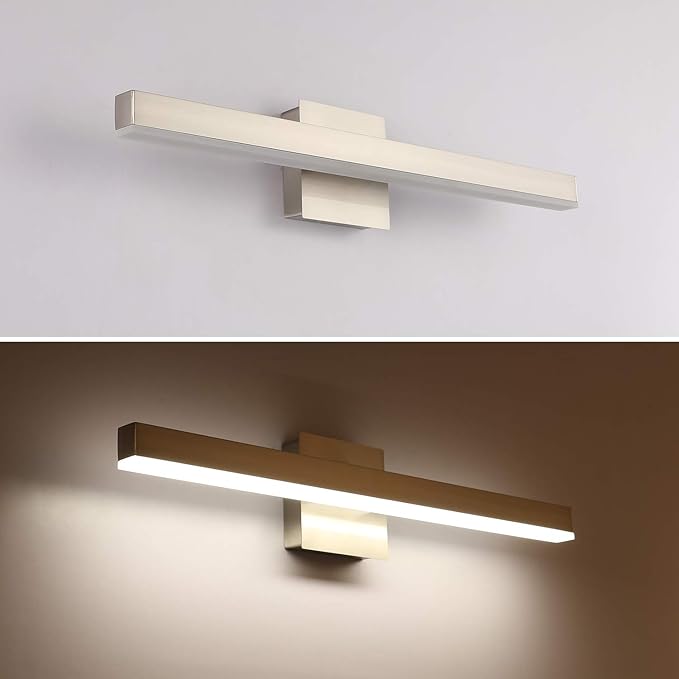 Joossnwell LED Bathroom Vanity Lighting Mirror Front Makeup Lights Fixtures Indoor Wall Mount Sconces Lamps Brushed Nickel 23.62" Inch 18W 4000K