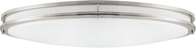 Sunlite 32" Oval Double Band Trim Flush Mount Light Fixture, 35 Watts, 3000 Lumens, Color Selectable 30K/40K/50K, Dimmable, ETL Listed, Brushed Nickel, for Residential & Office Use