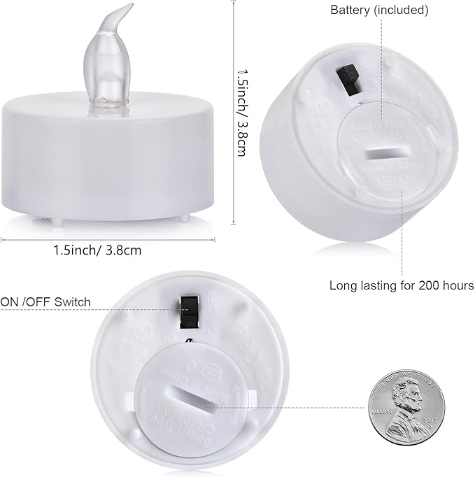 Flameless LED Tea Lights, 200 Pack Flickering Battery Powered Tealights Candles,Bright Electric Fake Candle,Last 200 Hours,for Weddings Homes Table Decoration (Warm White)
