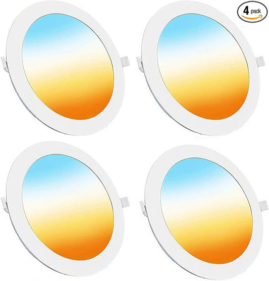 LEDYOND 6 Inch Recessed Lighting with Iron Junction Box 4-Pack, Ultra-Thin LED Downlights, 5CCT Selectable (2700-5000K), 1200LM High Brightness, CRI90 Dimmable Canless Ceiling Light, ETL &Energy Star