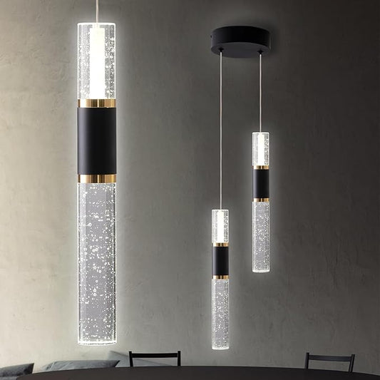 Led Pendant Lights Kitchen Island Lighting Fixture Over Table 2-Light Mordern LED Pendant Light with Crystal Bubble Style Luxury Kitchen Island Lighting