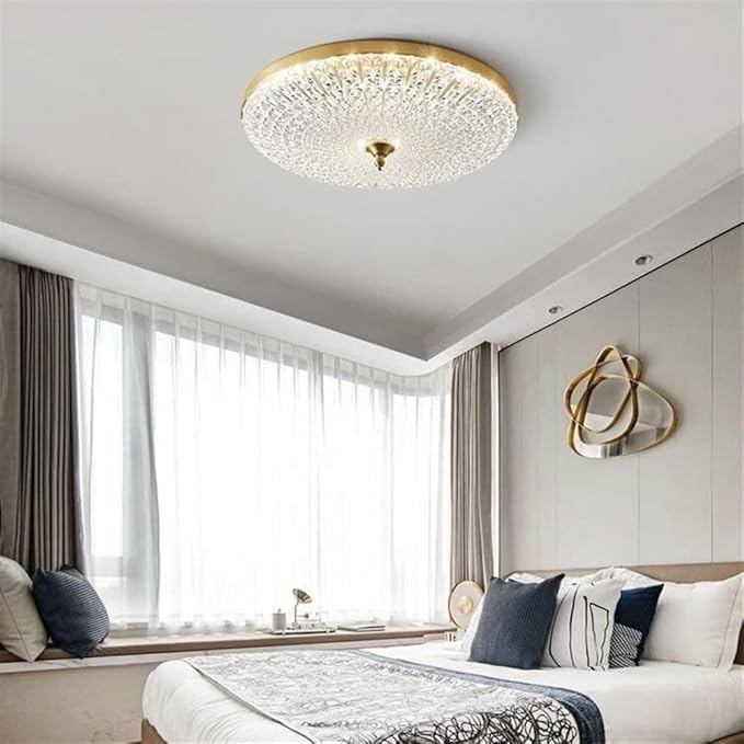 KISAD Close to Ceiling Lights Nordic Acrylic Decoration Ceiling Lights Minimalist Round Ultra-Thin Ceiling Lamp All Copper LED Dimmable Ceiling Light for Bedroom Porch Living Room(Gold,40cm/15.7inch)