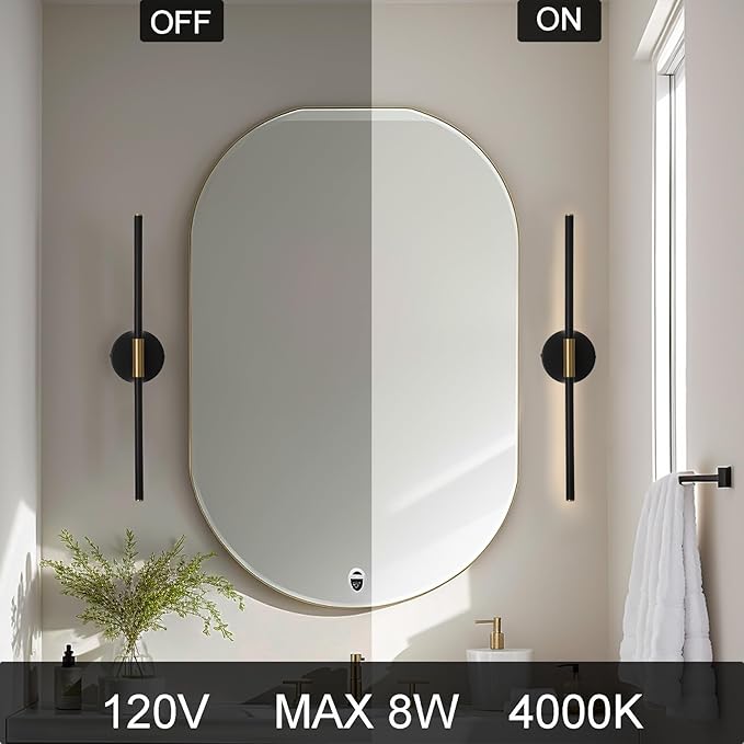 COTULIN 360° Rotatable LED Vanity Light Bar for Bathroom,24 Inch Black Gold Light Fixtures Over Mirror,Modern Bathroom Sconces Wall Lighting 4000K 8W Picture Light