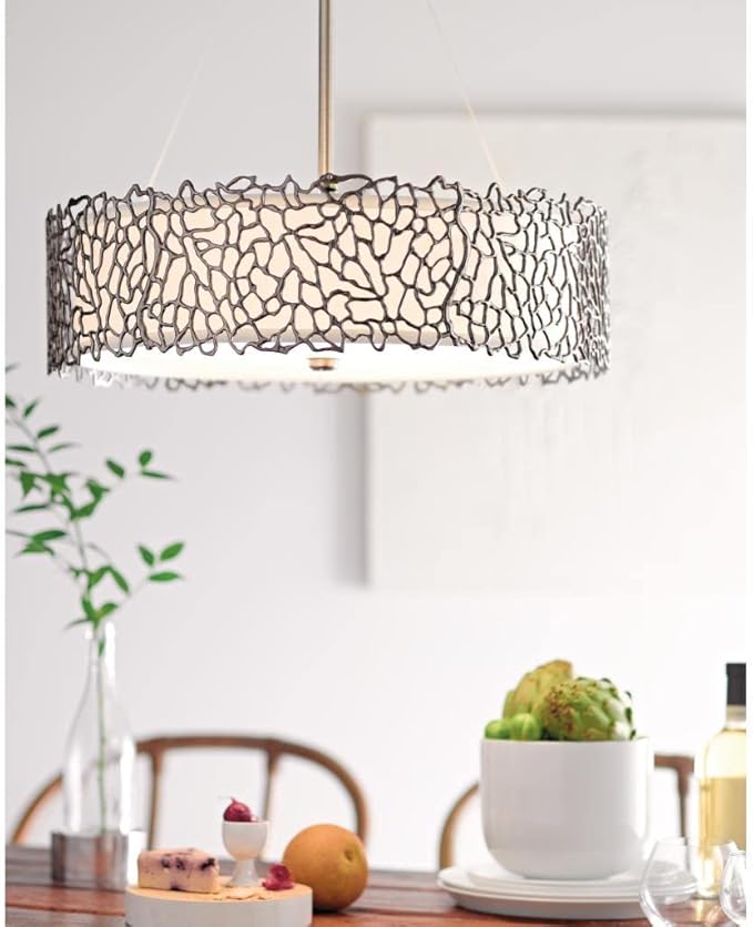 Kichler 43347CLP Silver Coral Chandelier/Pendant 4-Light, Classic Pewter
